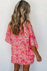 Pink Boho Floral V Neck Kimono Style Blouse Pink Boho Floral V Neck Kimono Style Blouse