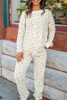 White Leopard Pullover and Drawstring Pants Lounge Set White Leopard Pullover and Drawstring Pants Lounge Set
