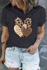 Black Leopard Striped Heart Graphic Plus Size T-shirt