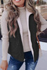Black Fleece Lined Quilted Zip up Vest Coat