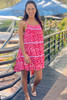 Rose Leopard Print Lace Trim Flared Sundress