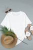 White Round Neck Rolled Sleeve Plus Size T-shirt White Round Neck Rolled Sleeve Plus Size T-shirt