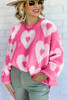 Bonbon Pearl Beaded Heart Drop Shoulder Sweater