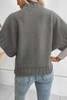 Medium Grey Mock Neck Batwing Short Sleeve Knit Sweater