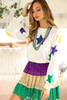 White Mardi Gras Star Printed Long Sleeve Top White Mardi Gras Star Printed Long Sleeve Top