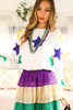 White Mardi Gras Star Printed Long Sleeve Top White Mardi Gras Star Printed Long Sleeve Top