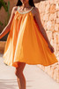 Vitality Orange Boho Woven Neckline Sleeveless Babydoll Dress