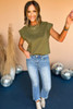 Guacamole Green Studded Short Sleeve Top