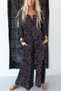 Gray Printed Buttoned Bodice Wide Leg Leopard Jumpsuit