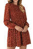 Brown Floral Smocked Bodice Mini Dress