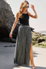 Black Printed Striped Printed Slit Wide Leg High Waist Pants