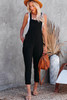 Black Adjustable Buckle Straps Cropped Jumpsuit