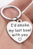 Silvery Love Slogan Heart Pendant Key Ring
