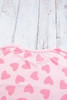 Pink Valentine Heart Shape Print Long Sleeve Top Shorts Lounge Set