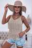 Parchment Cowgirl Fashion Fringed Knit Sweater Vest