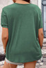 Blackish Green Plus Size Embroidery V Neck Draped Sleeve Blouse