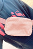 Pink Sherpa Adjustable Strap Crossbody Bag