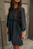 Black Balloon Sleeve High Waist Denim Dress