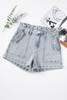 Beau Blue Ruffled High Waist Flap Pockets Denim Shorts