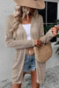 Smoke Gray Solid Color Pointelle Knit Open Front Cardigan