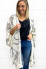 White Cheetah Print Loose Fit Open Front Kimono