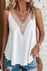 White Lace Crochet Splicing V Neck Loose Fit Tank Top