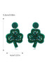 Blackish Green St Patrick Shamrock Rice Beaded Stud Earrings