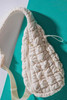 White Marshmallow Quilted Drawstring Decor Sling Bag