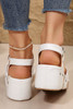 White Flip-flops Design Faux Leather Wedge Sandals