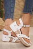 White Flip-flops Design Faux Leather Wedge Sandals