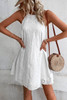 White Boho Eyelet Pattern Halter Neck Sleeveless Dress