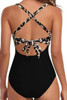 Black Leopard 2-tone Crossed Cutout Backless Monokini
