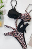 Leopard Printed Splicing Tie Bikini Set