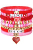 Pink Valentines LOVE XOXO Heart Shape Beaded Bracelet Set