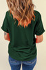 Green Casual Plain Crew Neck Tee