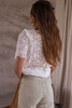 White Elegant Flower Embroidery Hollowed Blouse