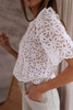 White Elegant Flower Embroidery Hollowed Blouse