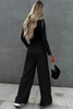 Black Crop Top and Wide Leg Pants Two Piece Set