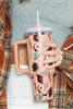 Apricot Pink Western Aztec Steer Head Stainless Tumbler 1200ml
