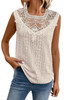 Apricot Guipure Lace Crochet Keyhole Back Tank Top