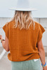 Chestnut Grid Textured Short Sleeve Sweater