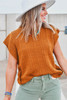 Chestnut Grid Textured Short Sleeve Sweater