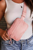 Light Pink Wide Belt Zipped Square Crossbody Bag