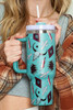 Light Blue Western Aztec Pattern Print Stainless Vacuum Cup 1200ml