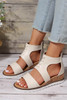 White Crisscross Detail Hollowed Leather Gladiator Sandals