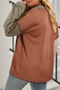 Gold Flame Plus Size Colorblock Exposed Seam Quarter Zip Sweatshirt