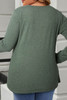 Mist Green Plus Size Snap Button Henley Top