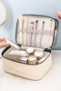 Beige Waterproof PVC Double-layer Cosmetic Bag