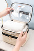 Beige Waterproof PVC Double-layer Cosmetic Bag