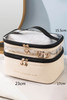 Beige Waterproof PVC Double-layer Cosmetic Bag